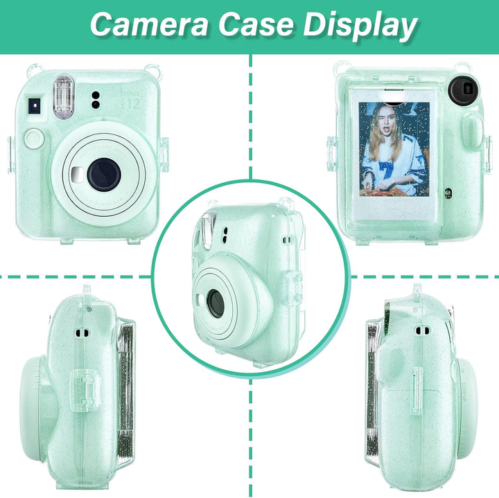 Glitter Kamera Tasche mit Film Tasche Kompatibel mit Fujifilm Instax Mini 12, für Instax Mini 12 Gli