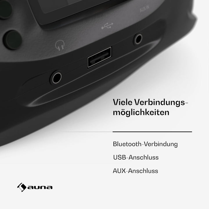 auna Roadie Smart CD-Player Tragbar – Bluetooth-Boombox Mit Dab+/Fm/Internet-Radio, CD/Mp3-Player, 2