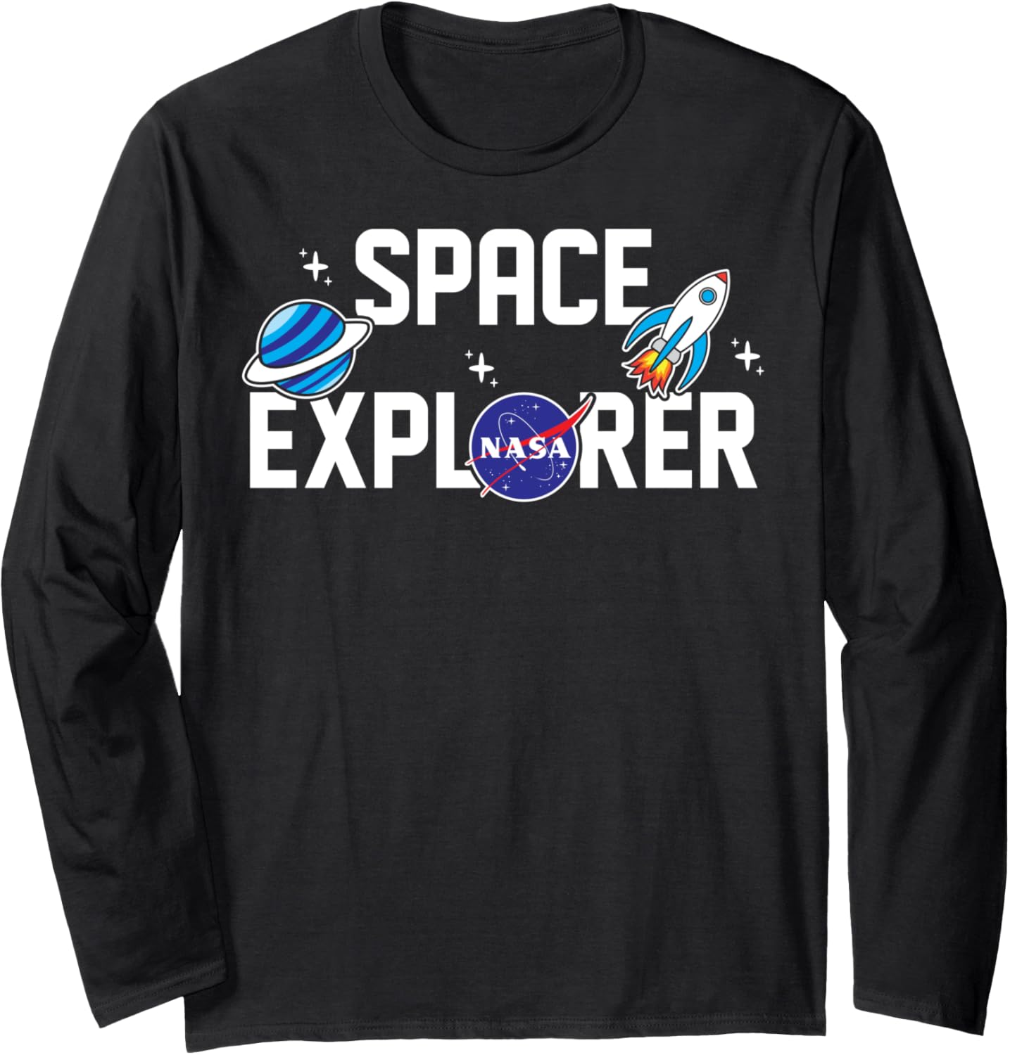 NASA Space Explorer Cute Sticker Emoticon Langarmshirt – techstudio.ch