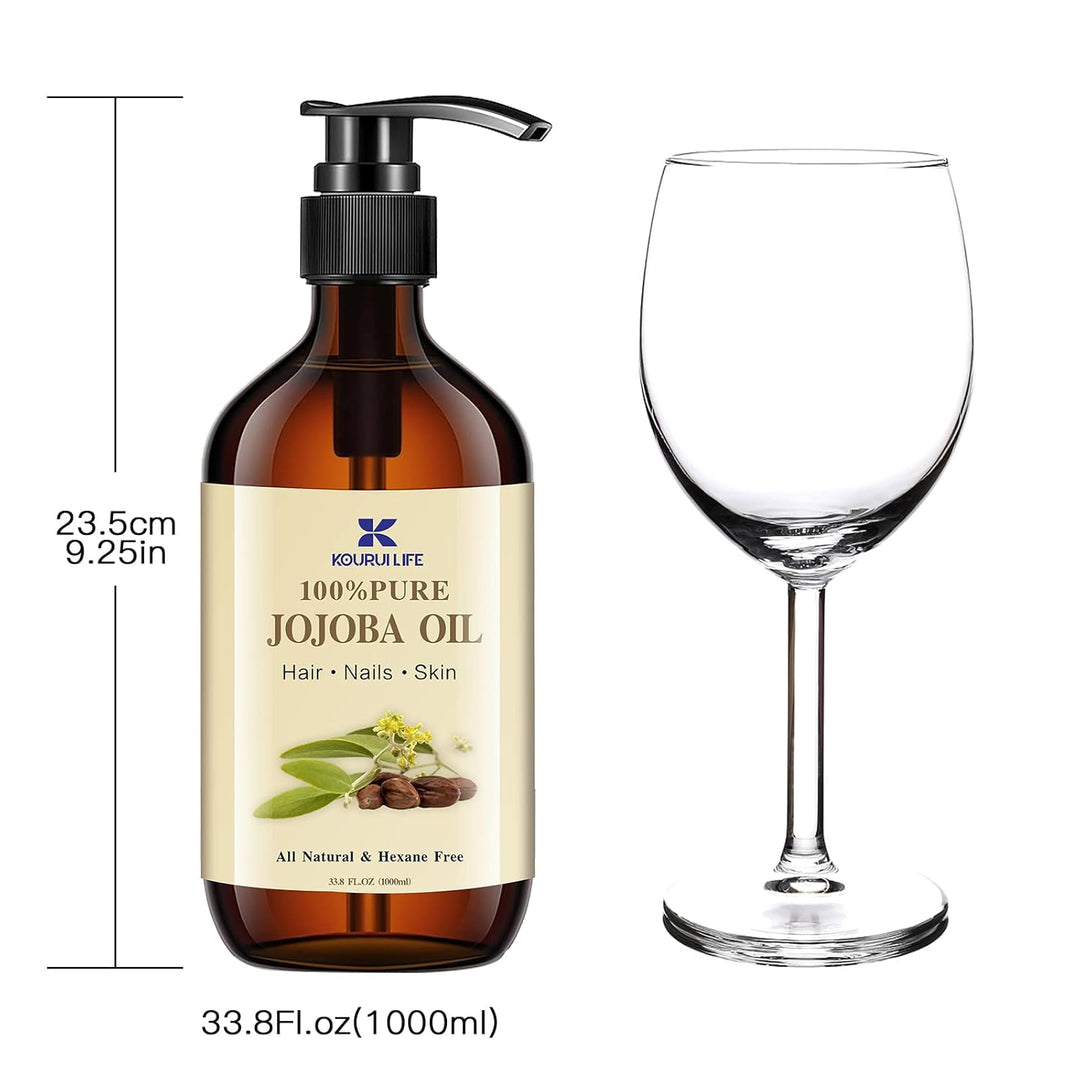 Jojobaöl Bio 1L, 100% Rein, Natürlich Hautpflege-Ö - Gesicht, Körper, Haare, Bart, Nägel - Natürlich