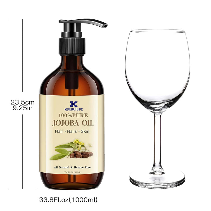 Jojobaöl Bio 1L, 100% Rein, Natürlich Hautpflege-Ö - Gesicht, Körper, Haare, Bart, Nägel - Natürlich