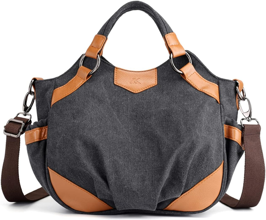 PORRASSO Casual Umhängetasche Damen Schultertasche Segeltuch Handtasche Frauen Crossbody Bag für Sho