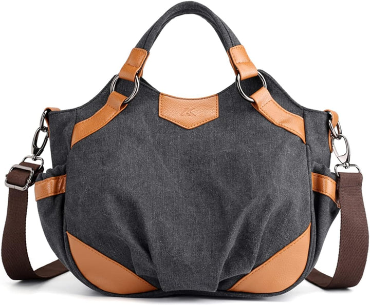 PORRASSO Casual Umhängetasche Damen Schultertasche Segeltuch Handtasche Frauen Crossbody Bag für Sho