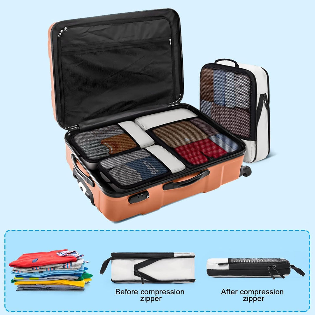 BAGLHER Packwürfel Kompression für die Reise - Extrem platzsparender Koffer-Organizer-Set, wasserdic