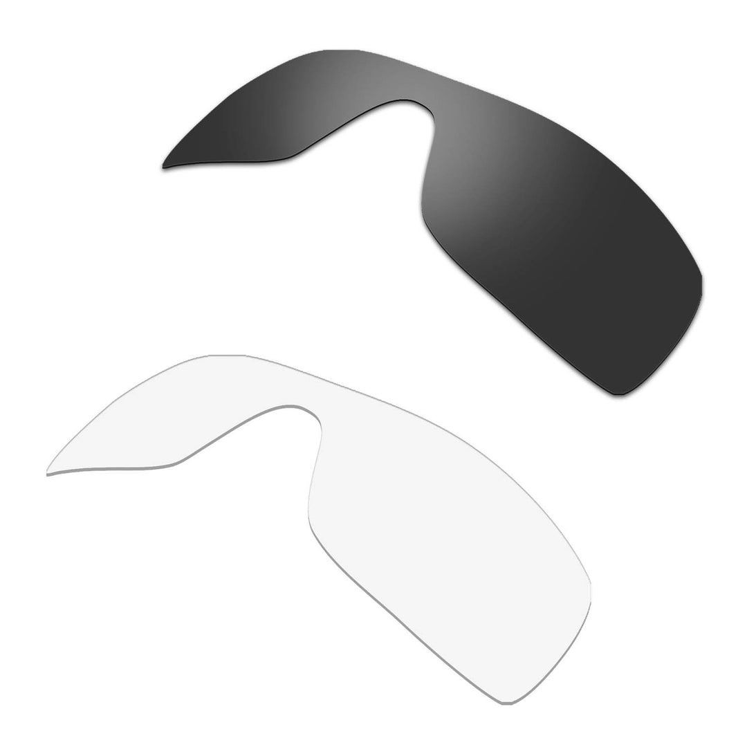 HKUCO Plus Replacement Lenses For Oakley Batwolf Sunglasses Black/Transparent Polarized