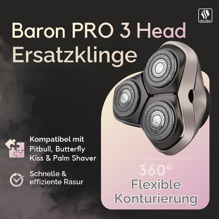 Skull Shaver Baron PRO 3 Rasierklingen für Pitbull, Palm &amp; Butterfly