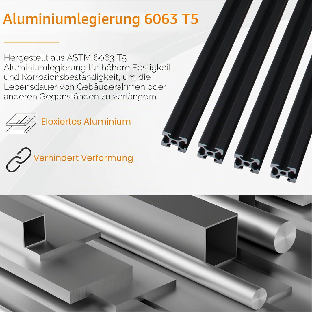CNCYEAH 4 Stück 1000mm Aluminiumprofil Extrusions Linearschiene Europäische Norm 20X20 T Typ Alumini
