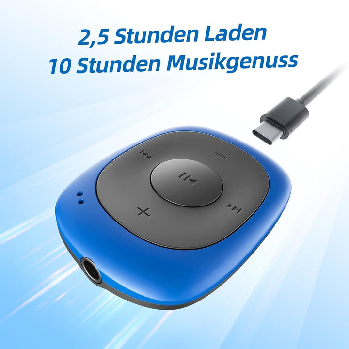 AGPTEK MP3 Player mit Clip, Tragbarer Musikplayer mit Integrierten Kopfhörern & Silikonhülle, 8GB mi