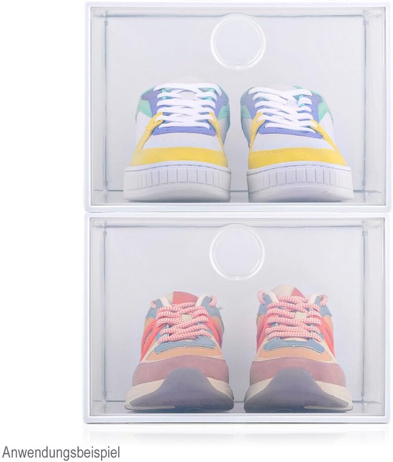 12er Set Schuhboxen Kunststoff Transparent - für Schuhe bis Grösse 46 stapelbar Organizer mit Deckel