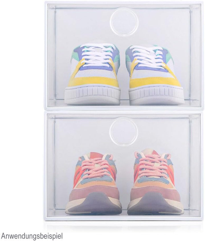 12er Set Schuhboxen Kunststoff Transparent - für Schuhe bis Grösse 46 stapelbar Organizer mit Deckel