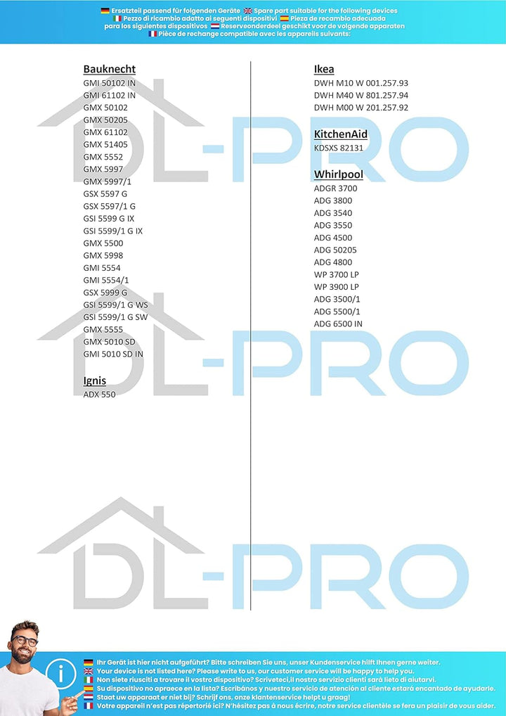 DL-pro Sprüharm oben für Bauknecht Whirlpool Ignis 481290508681 Gorenje 792954 SMEG 694570055 für Ge