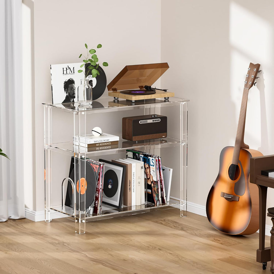 Plattenspieler Regal Acryl, Schallplatten Aufbewahrung Tisch, Schallplattenständer Schallplattenrega