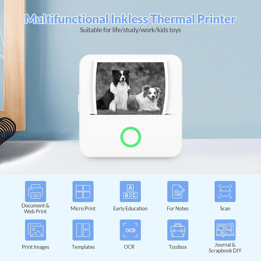 Mini Drucker tragbarer Mini Printer, Mini Fotodrucker Wireless Taschendrucker Thermodrucker Smartpho
