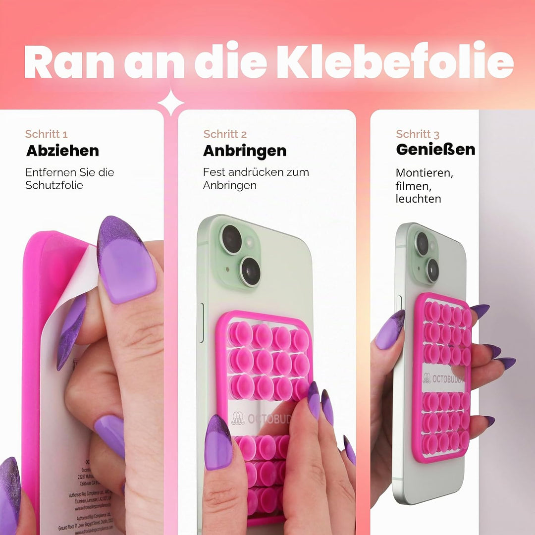 OCTOBUDDY Mirror - Silikon-Saugnapf Halterung fürs Handy mit Spiegel – rutschfeste Saugnapfhalterung