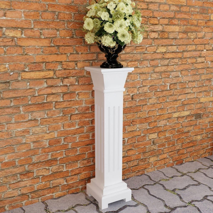 Festnight Klassischer Quadratischer S?ulen Pflanzenst?nder MDF Blumen Holzs?ule Blumenst?nder Wei?