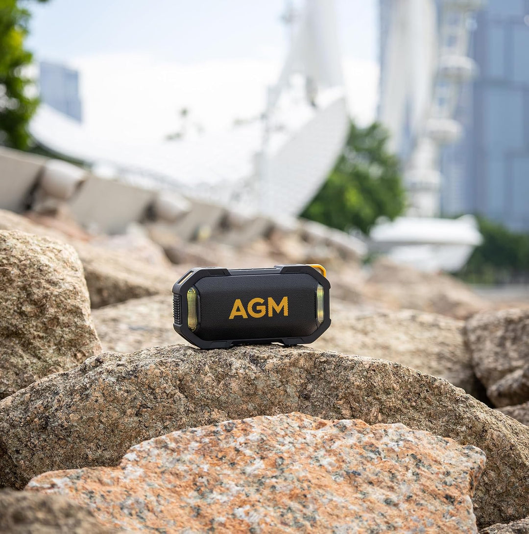 AGM MagROCK Magnetischer Bluetooth Lautsprecher Klein,Lautsprecher,RGB-LEDs,1800mAh,IPX7 wasserdicht