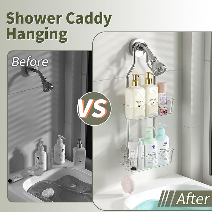 Ettori Hängende Dusche Caddy, 2-Schicht rostfreier Dusche Organizer, Aluminium Badezimmer Organizer