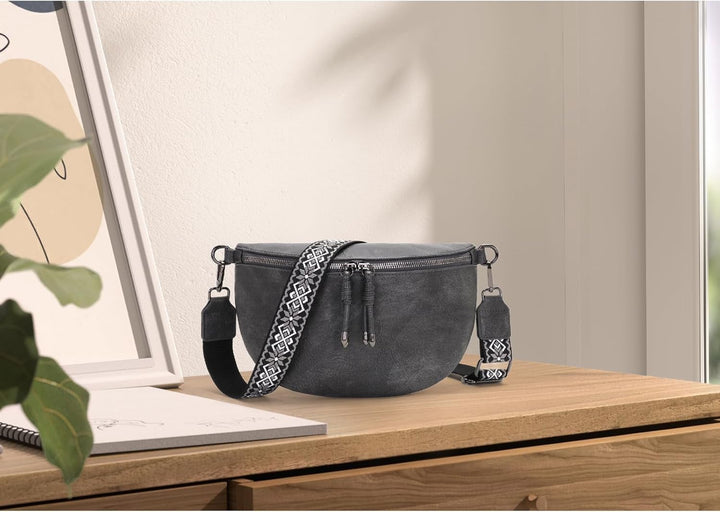 YISUOHOOM Bauchtasche Damen Umhängetasche klein Crossbody Bag Veganes Leder Brusttasche kleine tasch