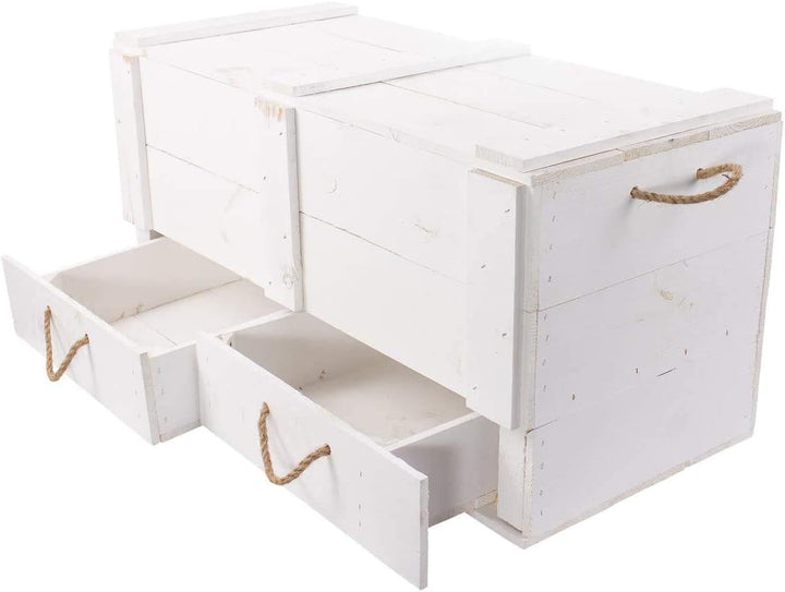 Traumhaft rustikale Holztruhe (85 x 39 x 40 cm, weiss)