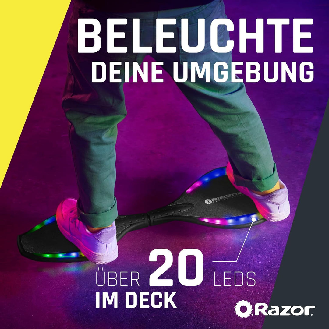 Razor Ripster Lightshow Waveboard - Rollbrett für Kinder ab 8 Jahren mit 360° Lenkung, bewegungsakti