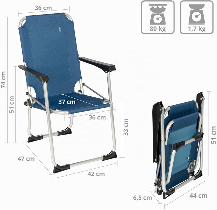 Bo-Camp Alu Kinder Stuhl Copa Rio Camping Klappstuhl Strand Garten Angel Faltbar Blau, Blau