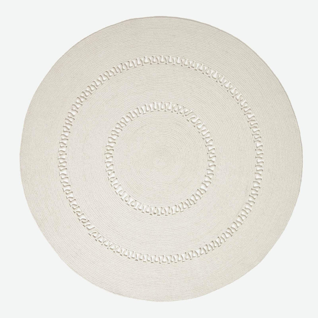 Homescapes Natur-farbener Teppich, rund, 120 cm, gehäkelter Teppich/Vorleger aus Baumwolle im Retro-