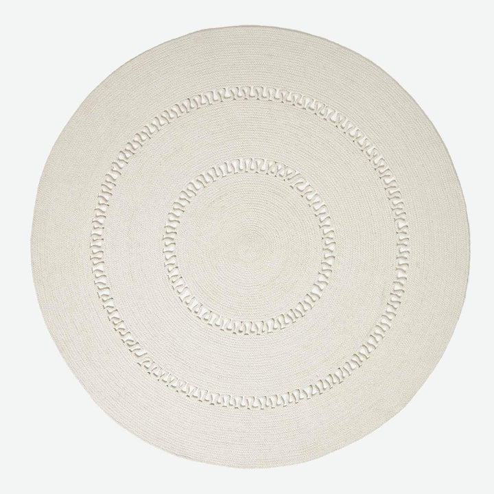 Homescapes Natur-farbener Teppich, rund, 120 cm, gehäkelter Teppich/Vorleger aus Baumwolle im Retro-