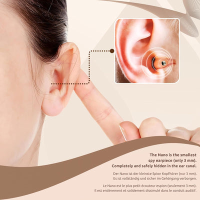 PingaOculto Spion Kopfhörer Bluetooth für Prüfung Mini Nano Unsichtbare Kopfhörer für Handy mit Mikr
