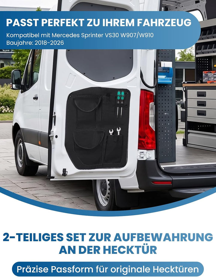 2er Set Aufbewahrungsorganizer Kompatibel mit Sprinter 2018-2026 VS30 W907/W910 Scheunentor Hecktür