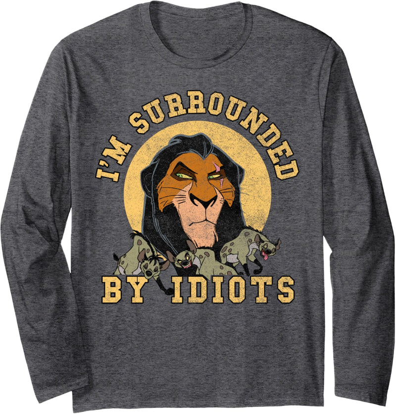 Disney The Lion King Scar Surrounded By Idiots Block Text Langarmshirt