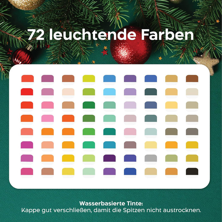 Zenacolor 72 Acrylstifte für Steine Wasserfest - mit Doppelspitze (feine Spitze und Pinsel) zum Zeic