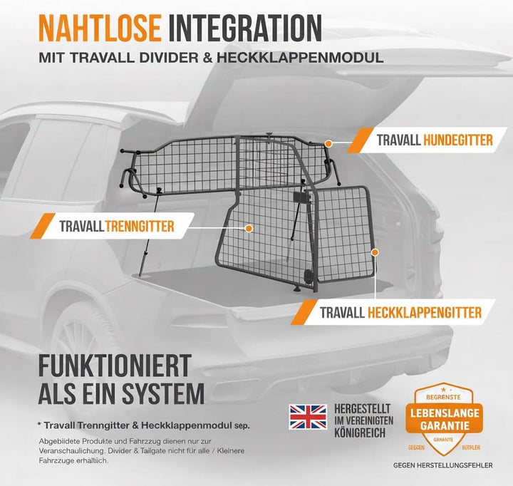 Travall Hundegitter für Volkswagen ID.3 (2019-) Fahrzeugspezifisches Hundegitter, Kofferraumschutz f