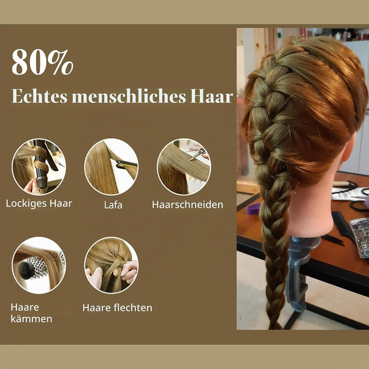 FGXY 80% Haartraining Kopf, Modell Frisur Set Werkzeuge und Feste Klammern und Unsichtbare Haarcurle