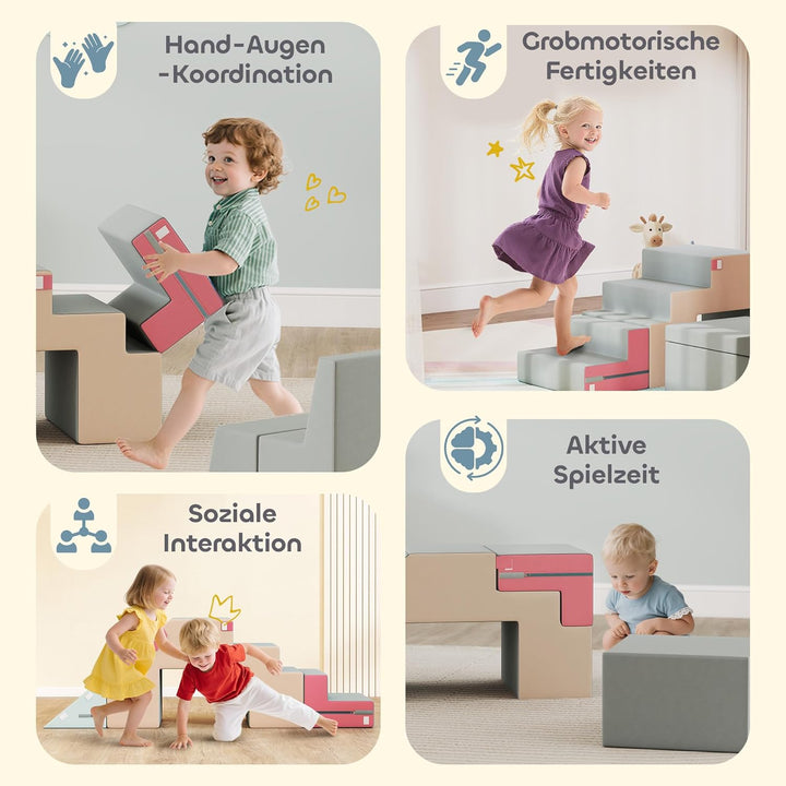 AIYAPLAY Kinder Schaumstoff Bausteine 2er Set Softbausteine Riesenbausteine Grossbausteine mit Samto