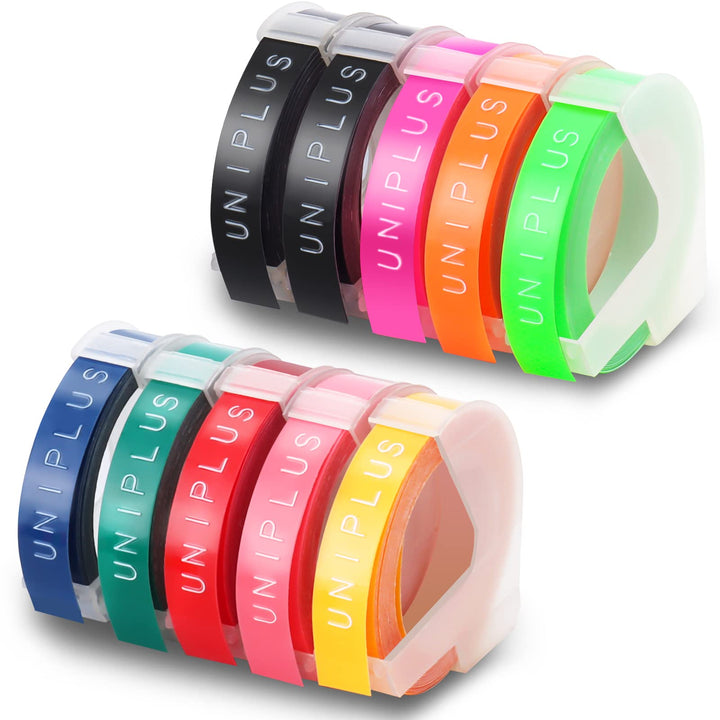 UniPlus Kompatibles für Dymo Prägeband Ersatz für Omega Tapes S0717930 S0717900 9 mm x 3 m Selbstkle
