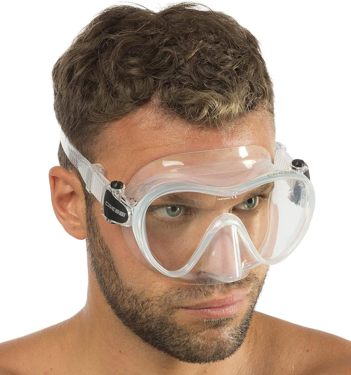 Cressi F1 - Rahmenlose Maske oder Rahmenlose Maske + Schnorchel Dry Combo Set zum Tauchen und Schnor