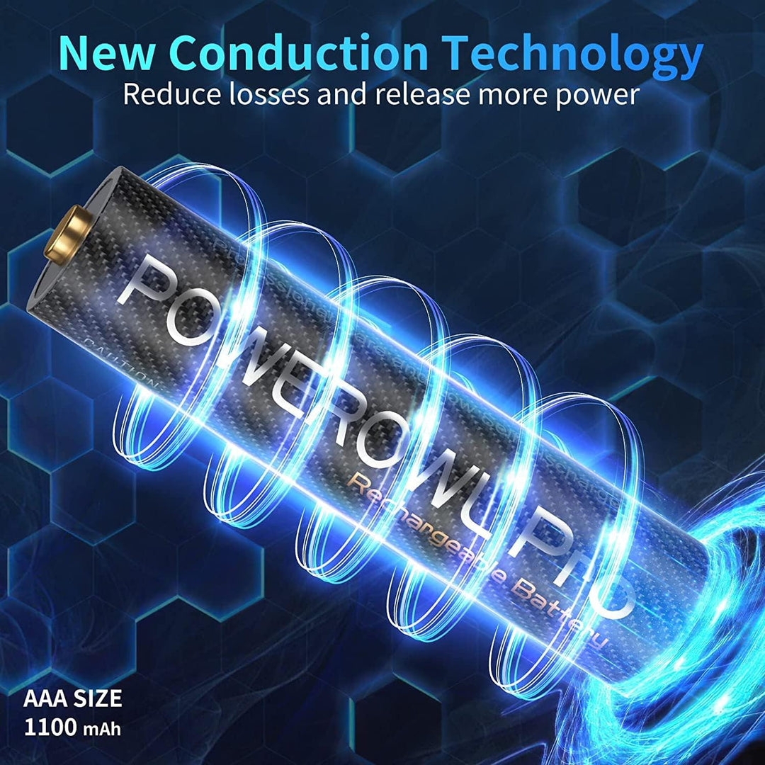 POWEROWL AA Akku PRO mit 8 Fach Akku Ladegerät,Goldtop hohe Kapazität 2800mAh Wiederaufladbare Batte