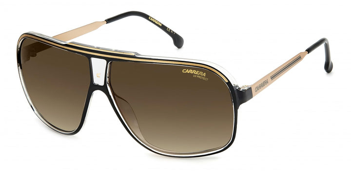 Carrera Unisex Sunglasses 64 Black Gold/Brown Shaded, 64 Black Gold/Brown Shaded