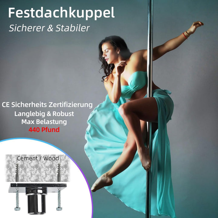 PRIOR FITNESS Permanente Tanzstange mit Fester Platte Tanzstange für Zuhause Tanzstange mit Deckenha