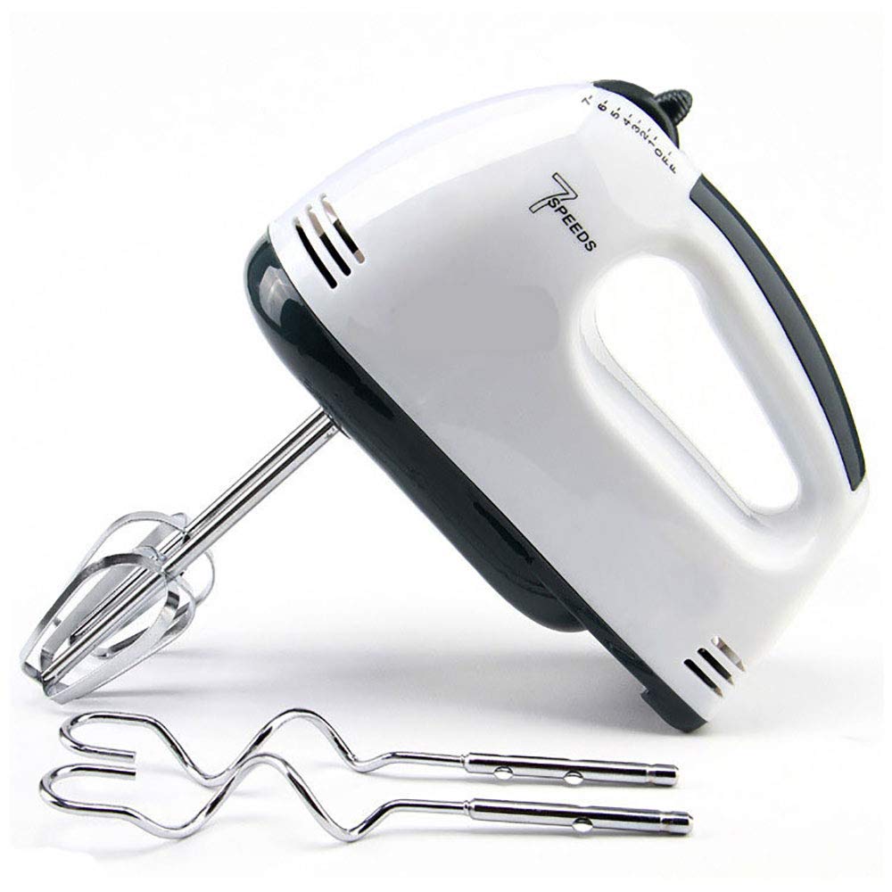 T&F Mixer Handrührer, Elektrischer Handmixer mit 2 Knethaken und 2 Schneebesen, 150 Watt, 7-Gang, We