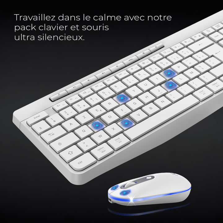 AD Advance - R Type, Set aus kabelloser Maus-Tastatur, leise, rutschfeste Matte, RGB-Hintergrundbele