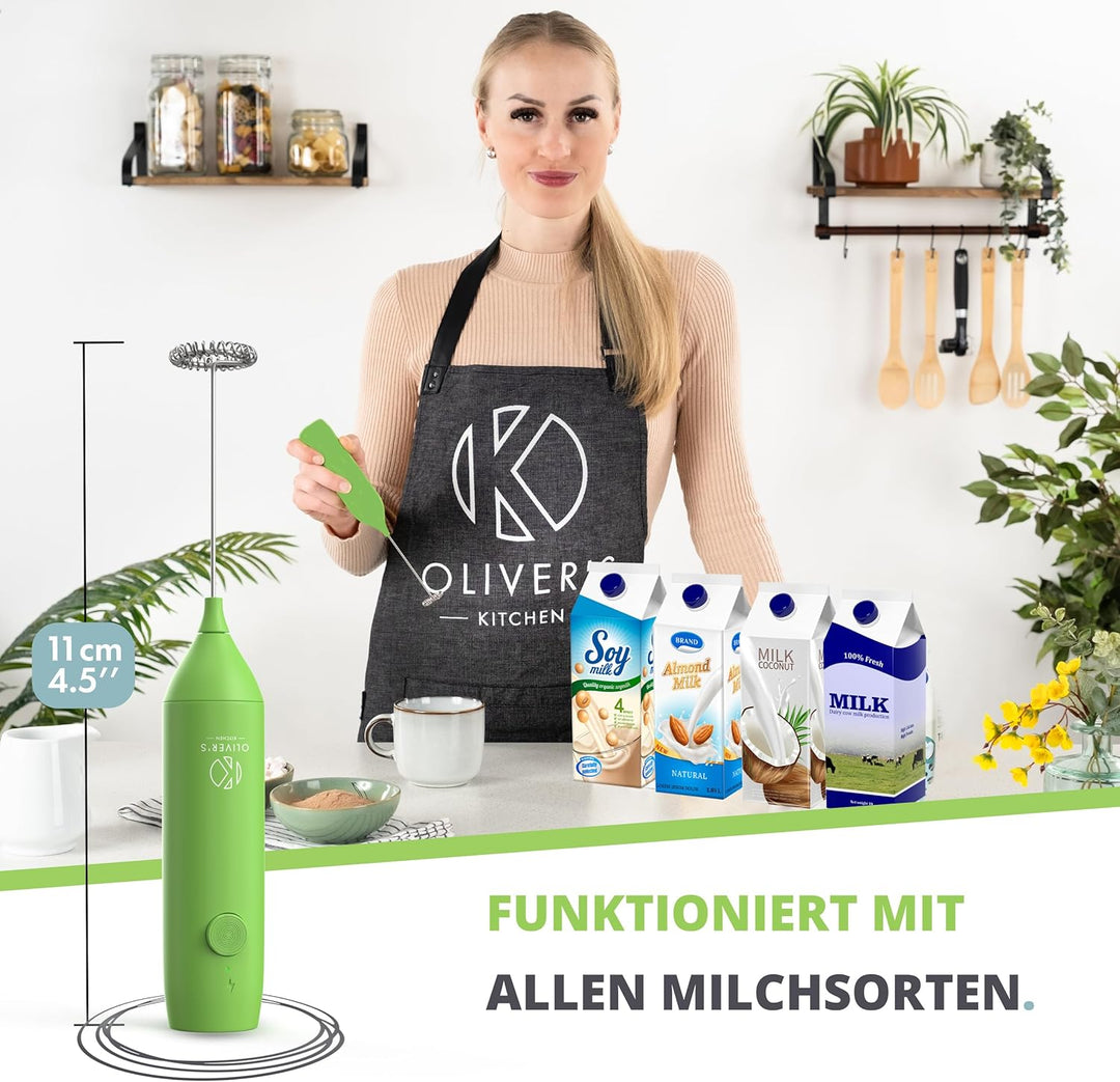 Oliver's Kitchen ® Handbetriebener Milchaufschäumer - Erzeuge in Sekundenschnelle Milchschaum für Ka