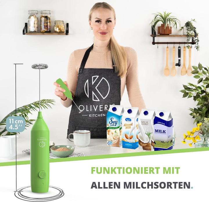 Oliver's Kitchen ® Handbetriebener Milchaufschäumer - Erzeuge in Sekundenschnelle Milchschaum für Ka