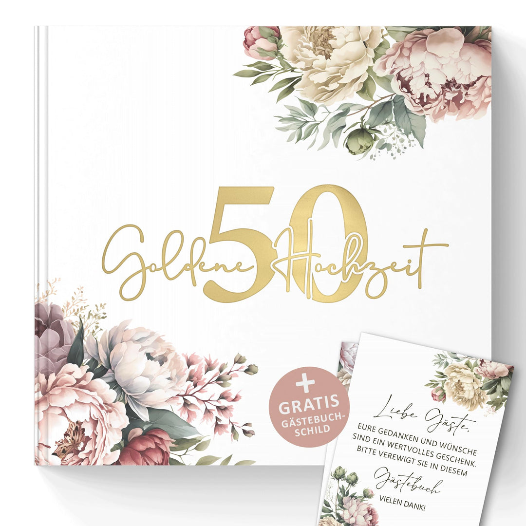 50 Goldene Hochzeit Gästebuch zum Ausfüllen und Fotos Einkleben - Geschenkidee zum 50. Hochzeitstag