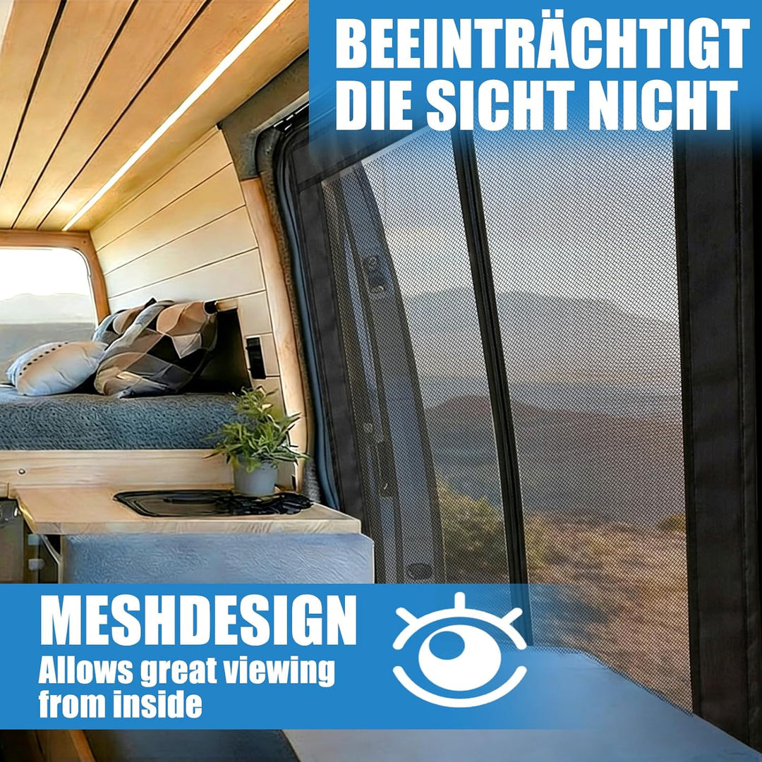 Moskitonetz Magnetisch für VW T5 T6 Schiebetür | Insektennetz & Fliegengitter mit Schattennetz | Son