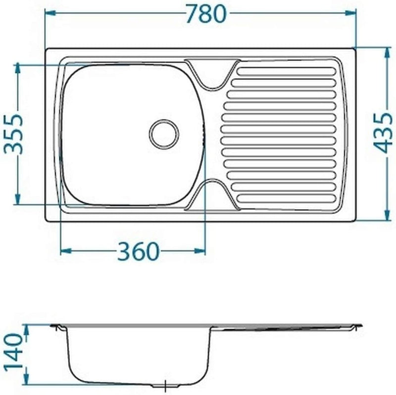 VBChome: Einbauspüle mit Hahnloch 780 x 435 mm Camping Küchenspüle - Leinenstruktur Alveus Basic 170