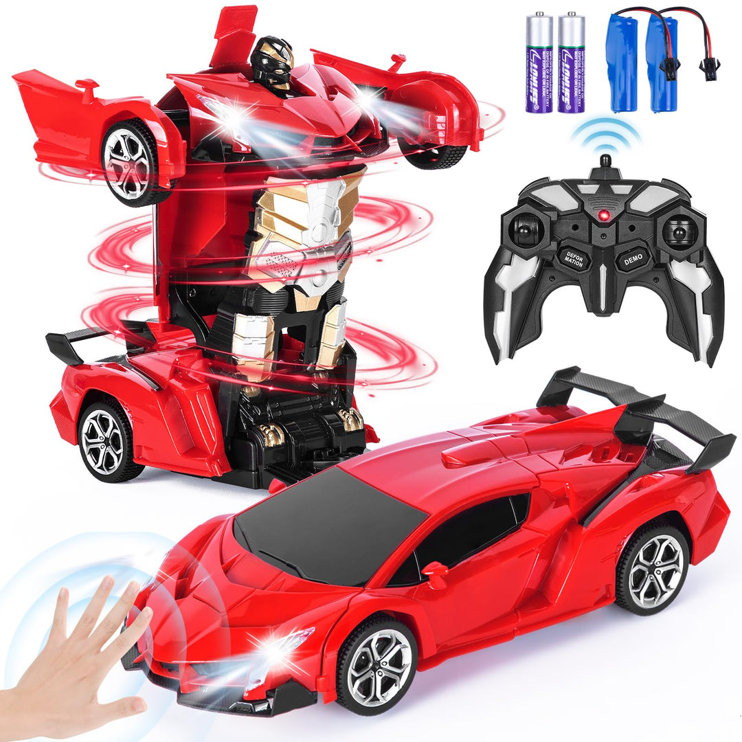 Ferngesteuertes Roboter Auto Kinder mit Gestenerfassung, Licht & Musik, 2.4GHz 360° Drehung 1:18 Ver
