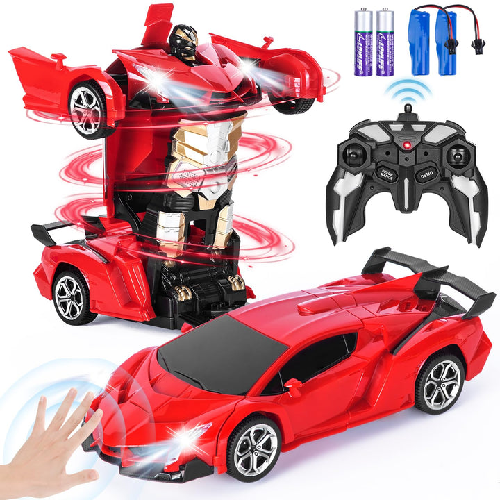 Ferngesteuertes Roboter Auto Kinder mit Gestenerfassung, Licht & Musik, 2.4GHz 360° Drehung 1:18 Ver