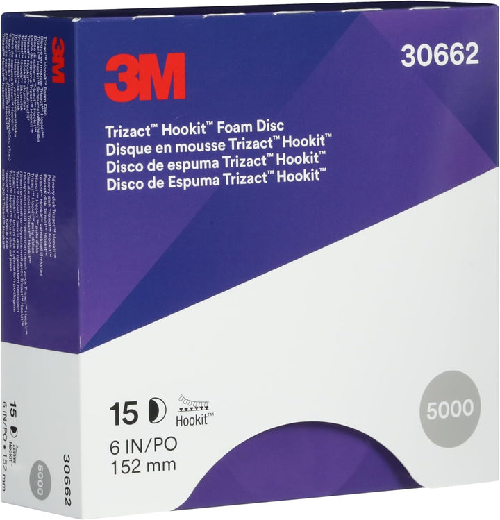 Trizact 3M Hookit Schaumstoffscheibe, 15,2 cm, P5000, 15 Scheiben pro Karton, blau