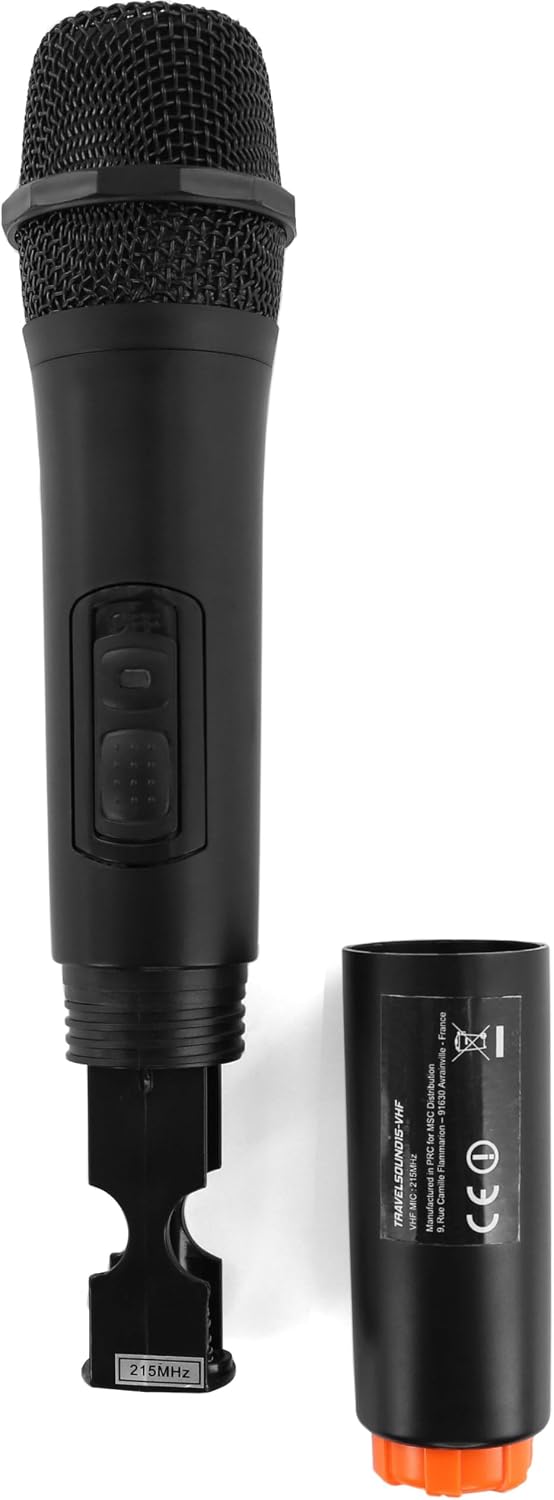 BoomTone DJ Travelsound Handmic 215 kabelloses VHF-Handmikrofon, schwarz, kompatibel mit TRAVELSOUND
